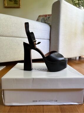 L'INTERVALLE Black Platform Peep-Toe Ankle-Strap Heels - Lainey NIB